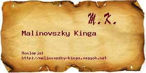 Malinovszky Kinga névjegykártya